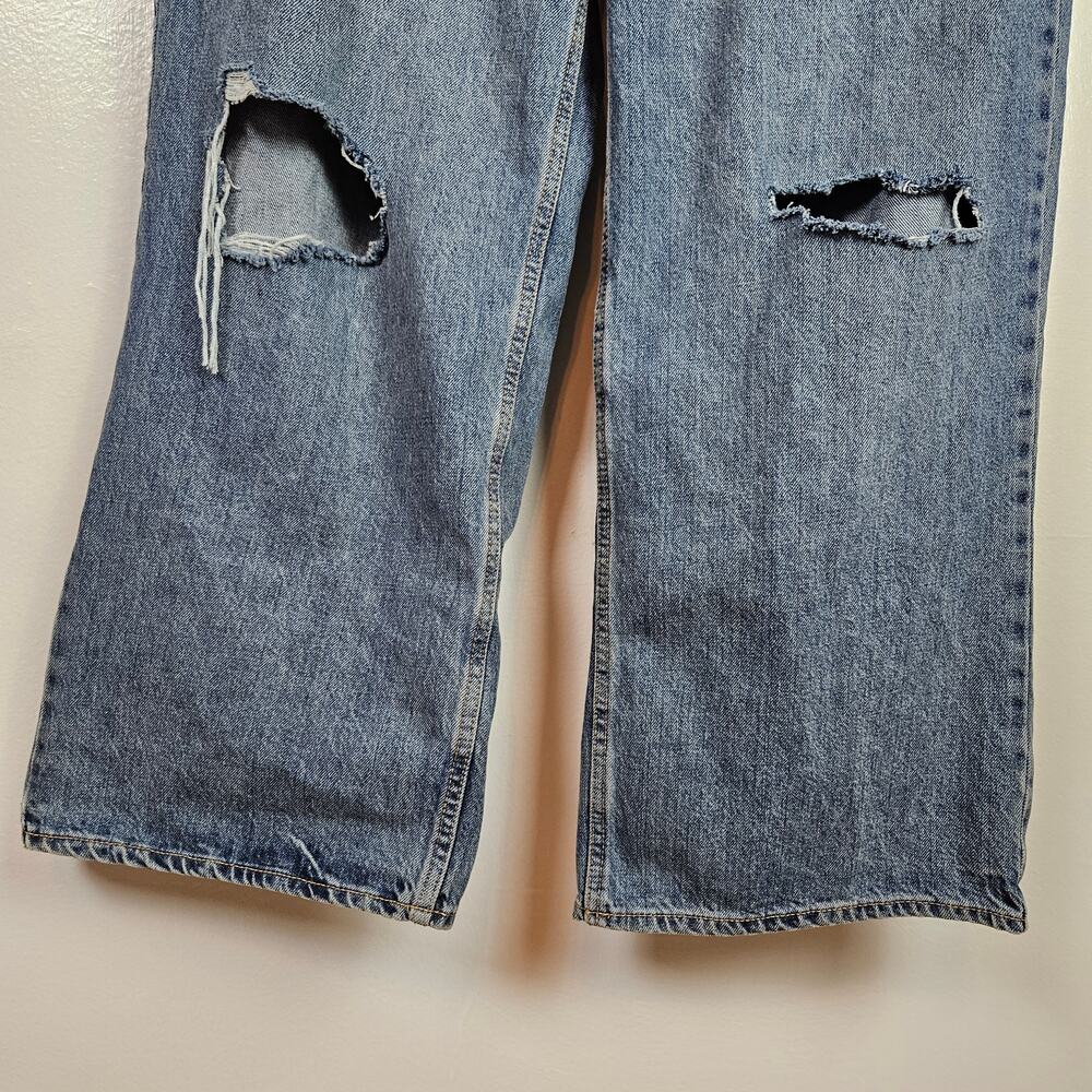 Old Navy Extra High Rise Loose Fit Wide Leg Distressed Jeans 12 Blue Baggy - Picture 4 of 8